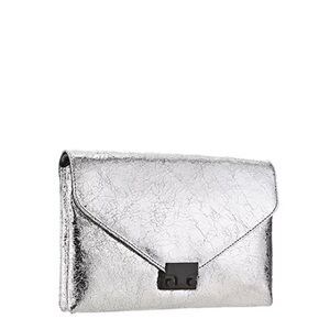 Loeffler Randall Lock Envelope Clutch Chain‎ Minaudière Shoulder Bag in silver